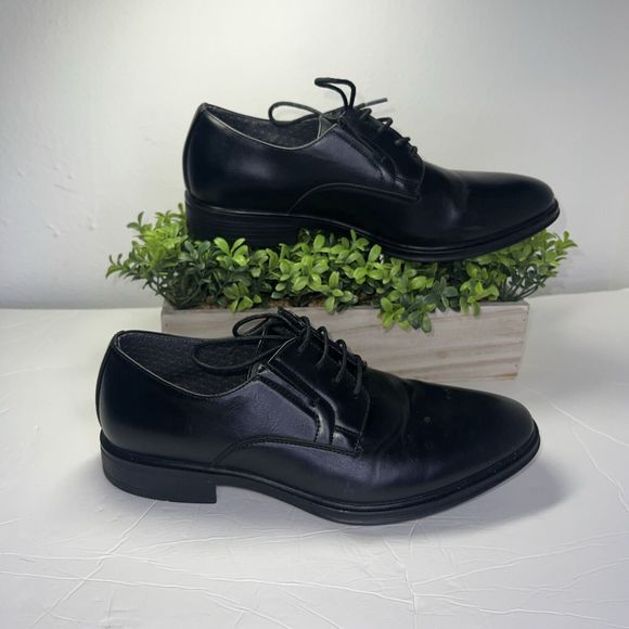 Perry Ellis Portfolio Black Leather Size 8.5 M Stanley Oxford Round Toe Used - Picture 1 of 7